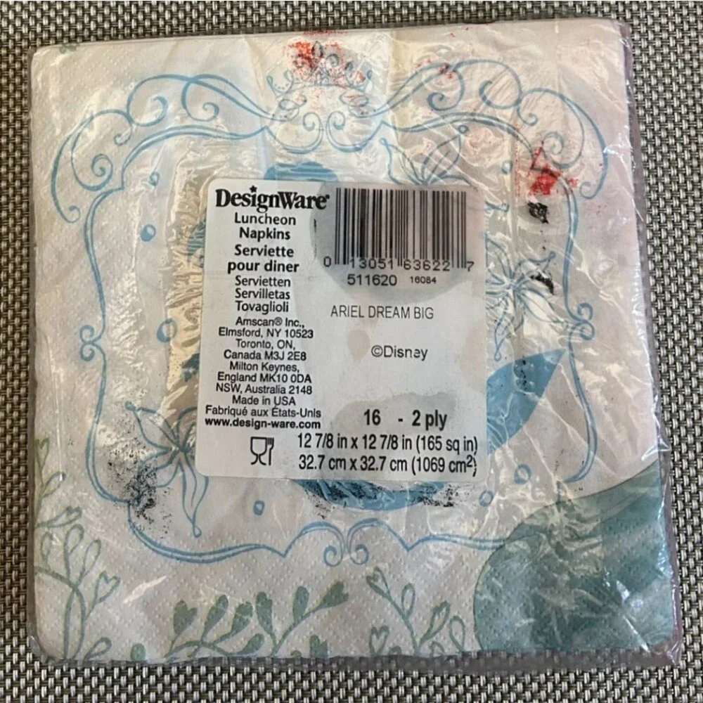 Disney Ariel Dare To Dream Luncheon Napkins 16 Count DesignWare Party Decoration
